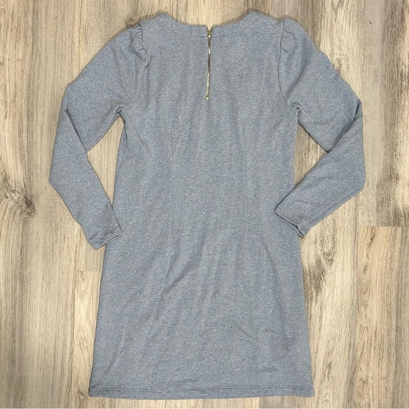 Loft Powder Blue Long Sleeve Crew Neck Sweatshirt Dress Tunic Puff Sleeve Size 6 - Picture 7 of 7